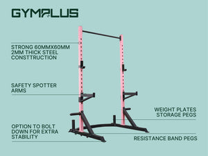 Half Power Rack Garage Gym Package - Pink (HR2100 Combo)
