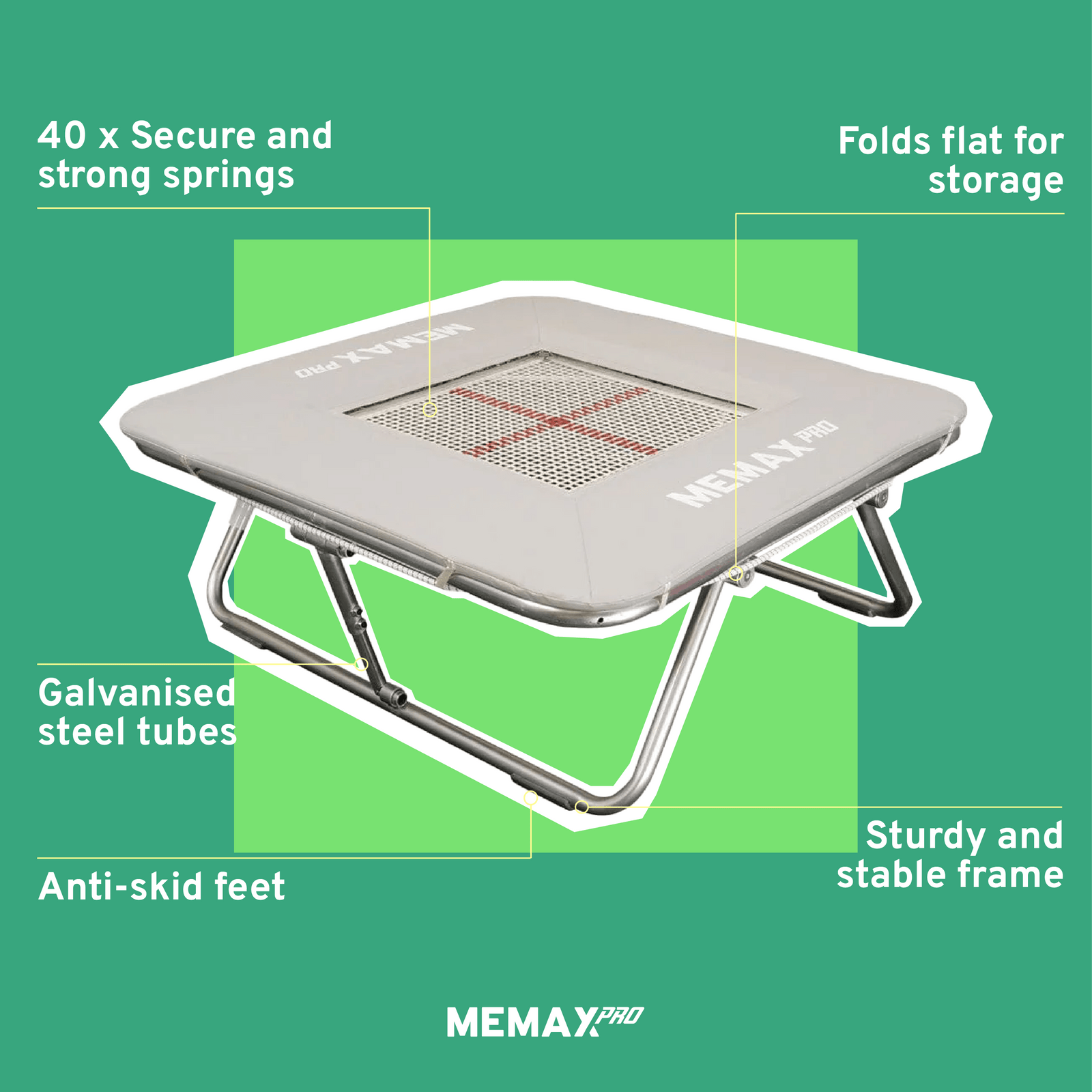 Gym Plus Mini Trampoline with Safety Mat - MEMAX Pro Series PRO-TRAMP-A