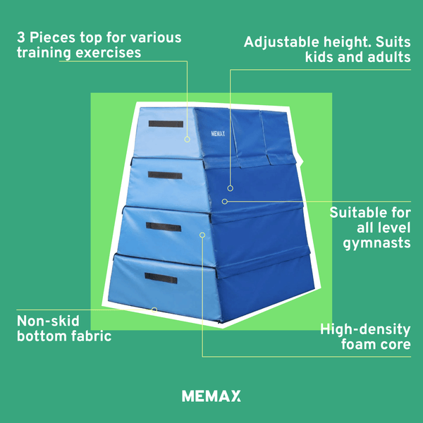 Gym Plus MEMAX Trapezoid Foam Vault Box - 3 Piece Top (120cm Height) TF-B