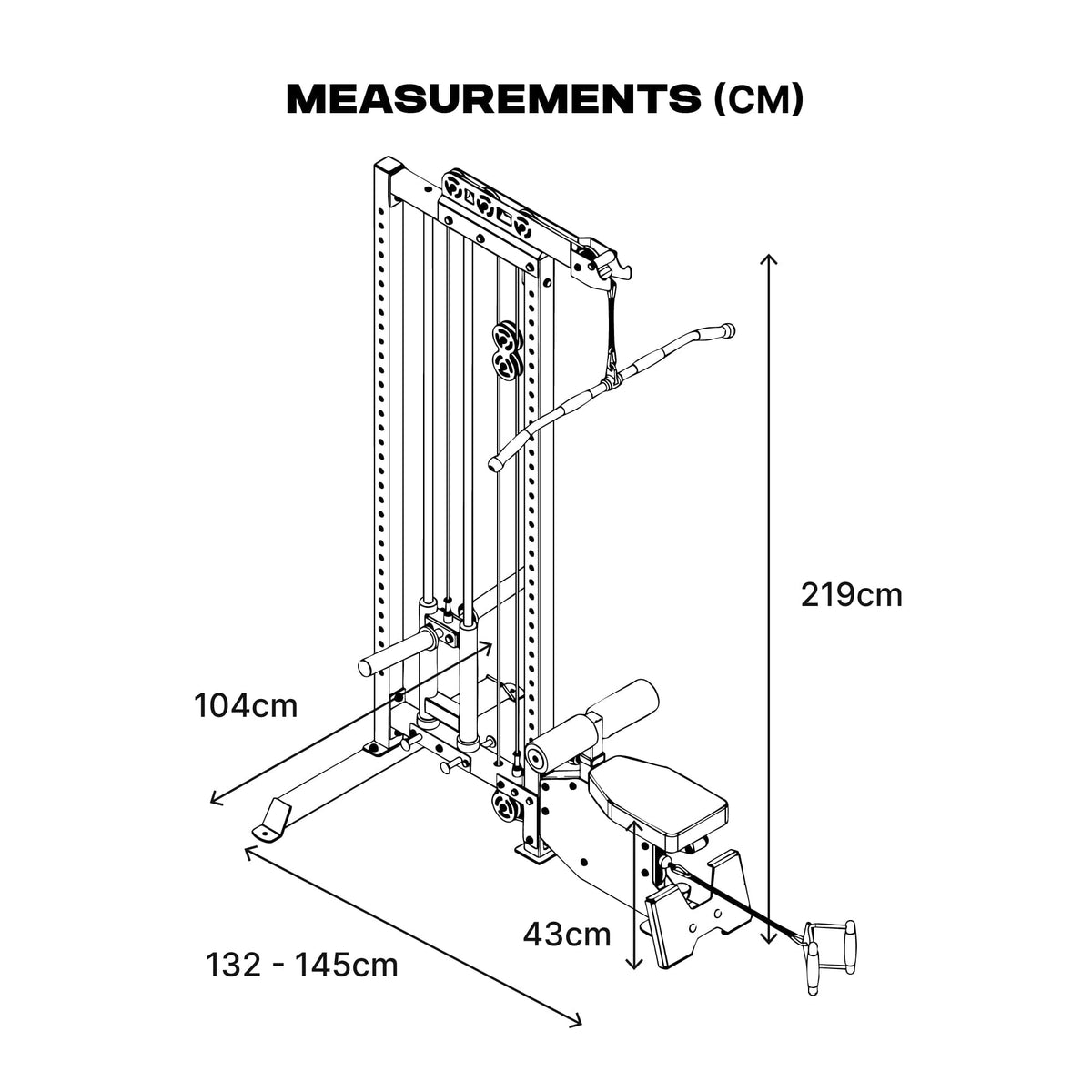 Lat Pulldown Low Row Machine with Aluminium Pulley Wheels - L4 Pro Series