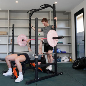 ATTIVO L2 Heavy Duty Half Power Cage Weight Lifting Squat Rack with Lat Low Row System