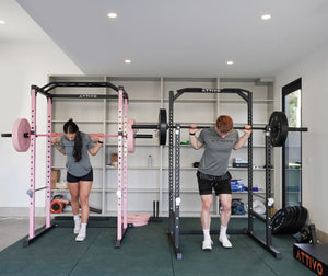 ATTIVO L2 Heavy Duty Half Power Cage Weight Lifting Squat Rack with Lat Low Row System