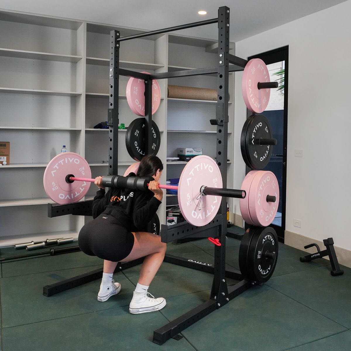 Half Power Rack Garage Gym Package - Pink (HR2300 Combo)