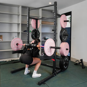 Half Power Rack Garage Gym Package - Pink (HR2300 Combo)