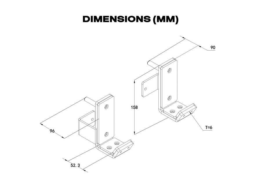 Gym Plus J-Cups for 60x60mm Power Rack 5/8inch Holes 60-17-JHOOK