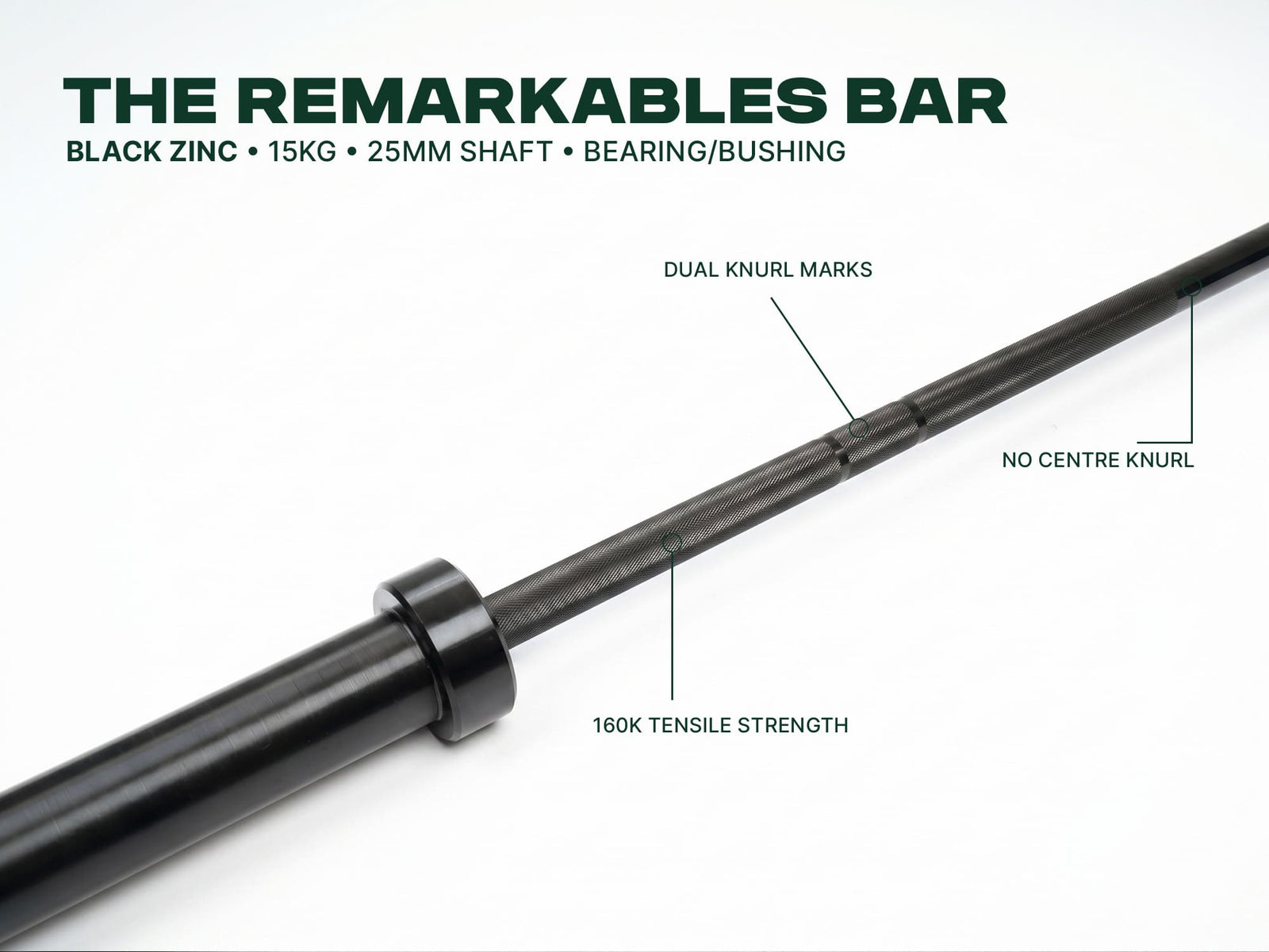 Gym Plus Olympic Barbell 15kg - Black Zinc GP-RMK-BUSH-15KG