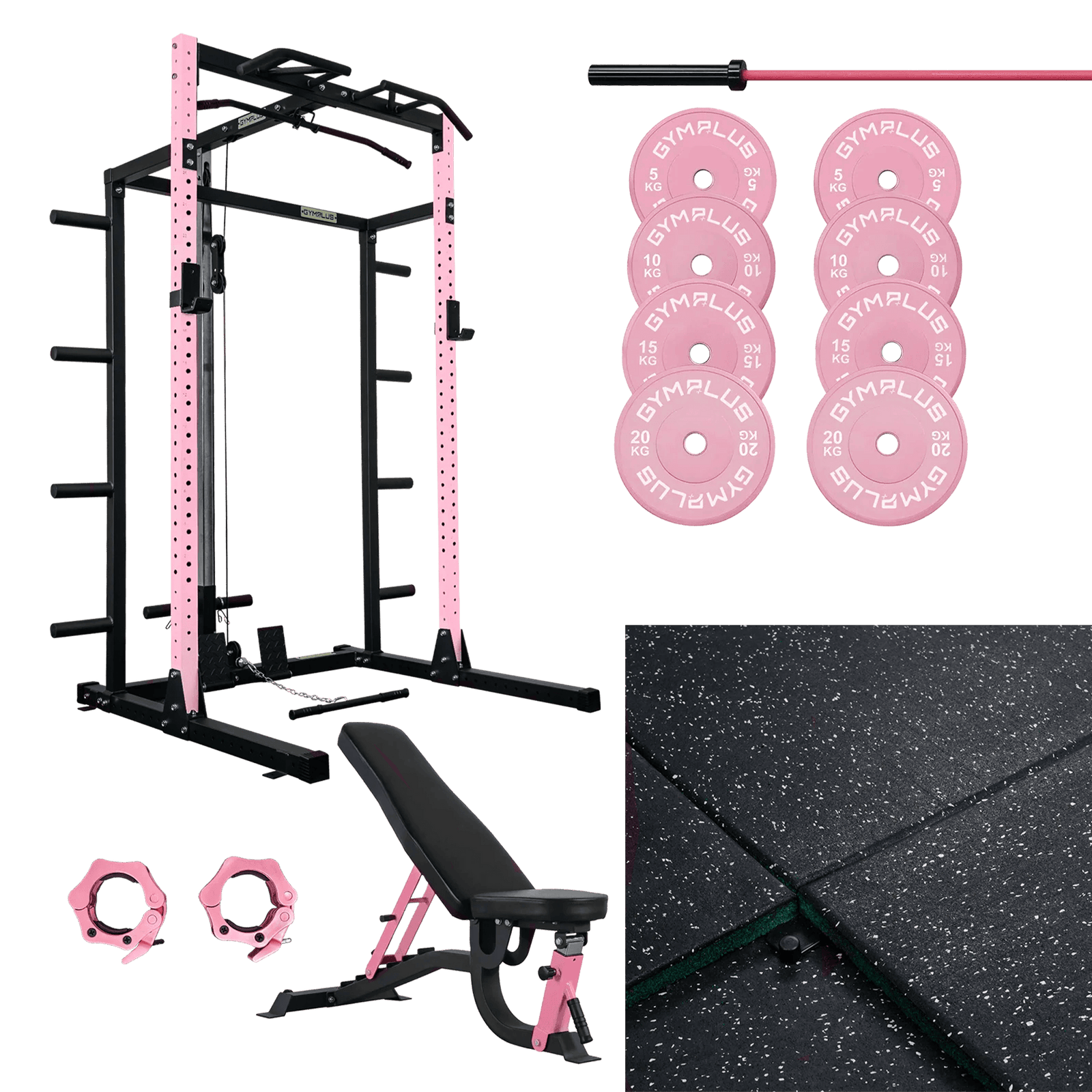 Pink Half Power Rack Garage Gym Package - Complete Setup