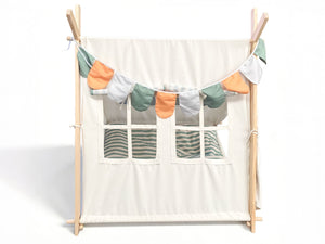 MEMAX Cozy Cove Kids Wooden Play Tent with Play Mat