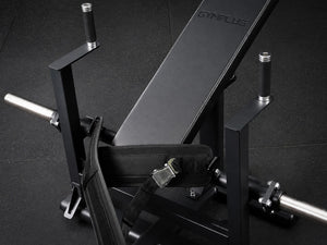 Gym Plus Hip Thrust Machine - Plate Loaded BELT-HT-01 close up of bench and belt