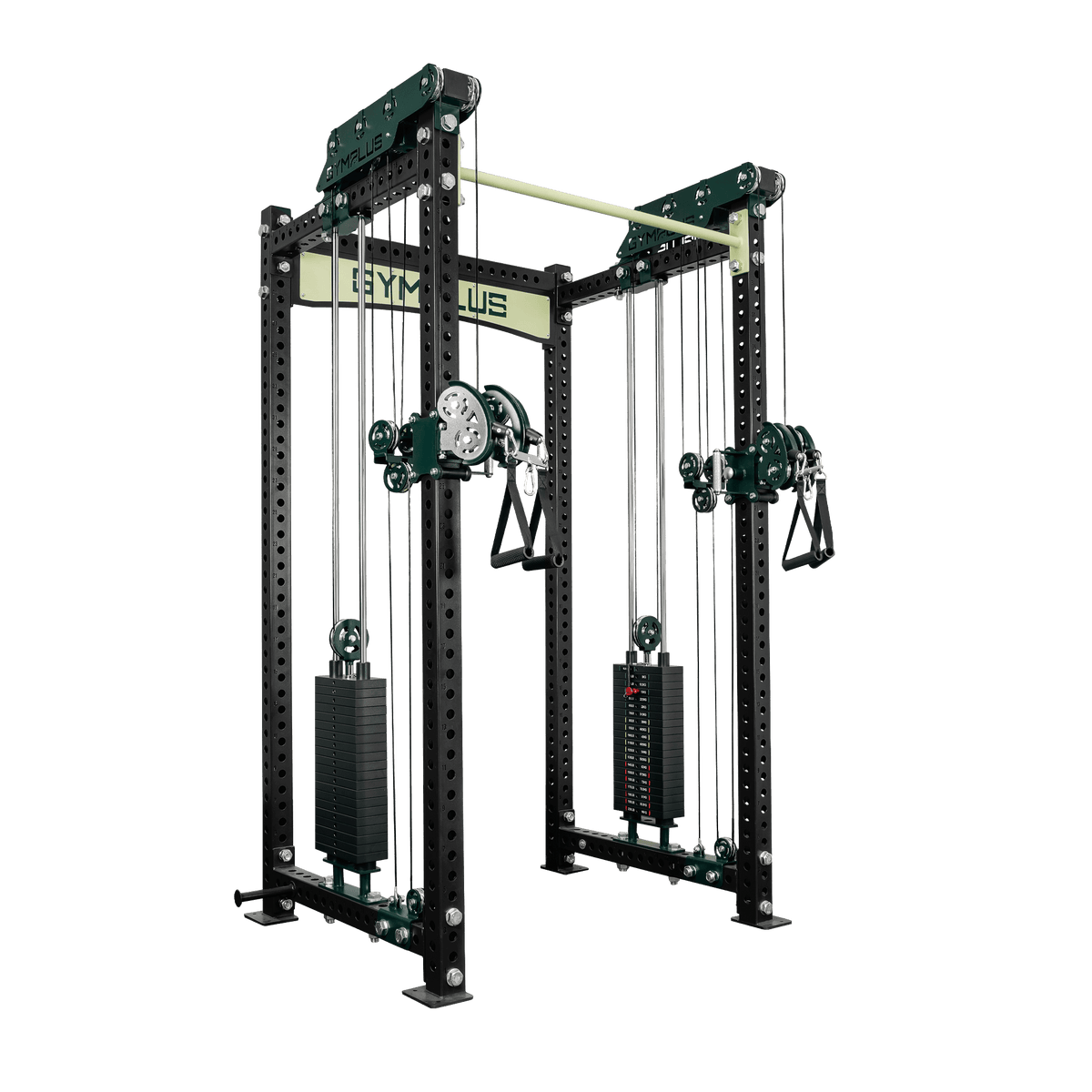 Gym Plus Evolve Power Rack with Dual Pin-loaded Rack Mount Cable System EV-W-2-CABLE-BLK
