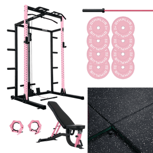 Pink Half Power Rack Garage Gym Package - Complete Setup