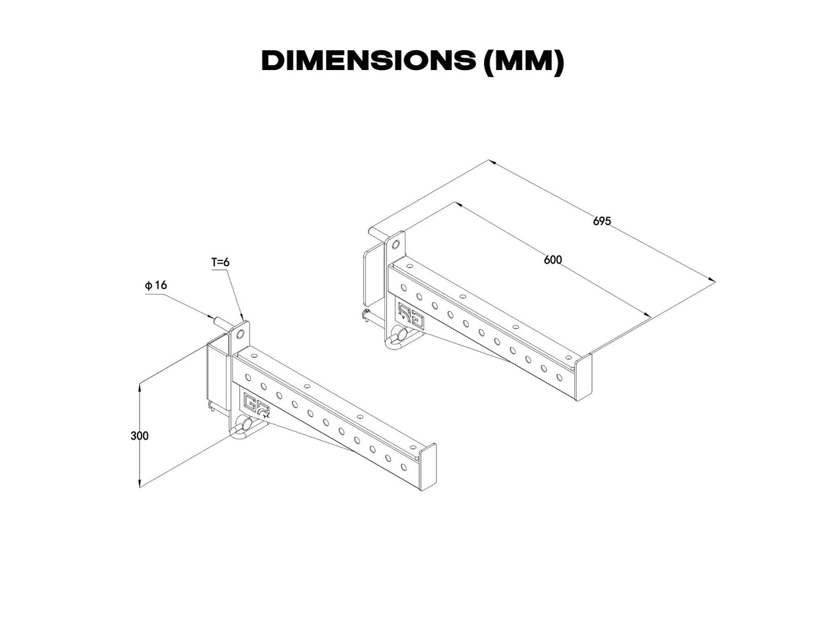 Safety Spotter Arms for 60x60mm Power Rack 5/8inch Holes