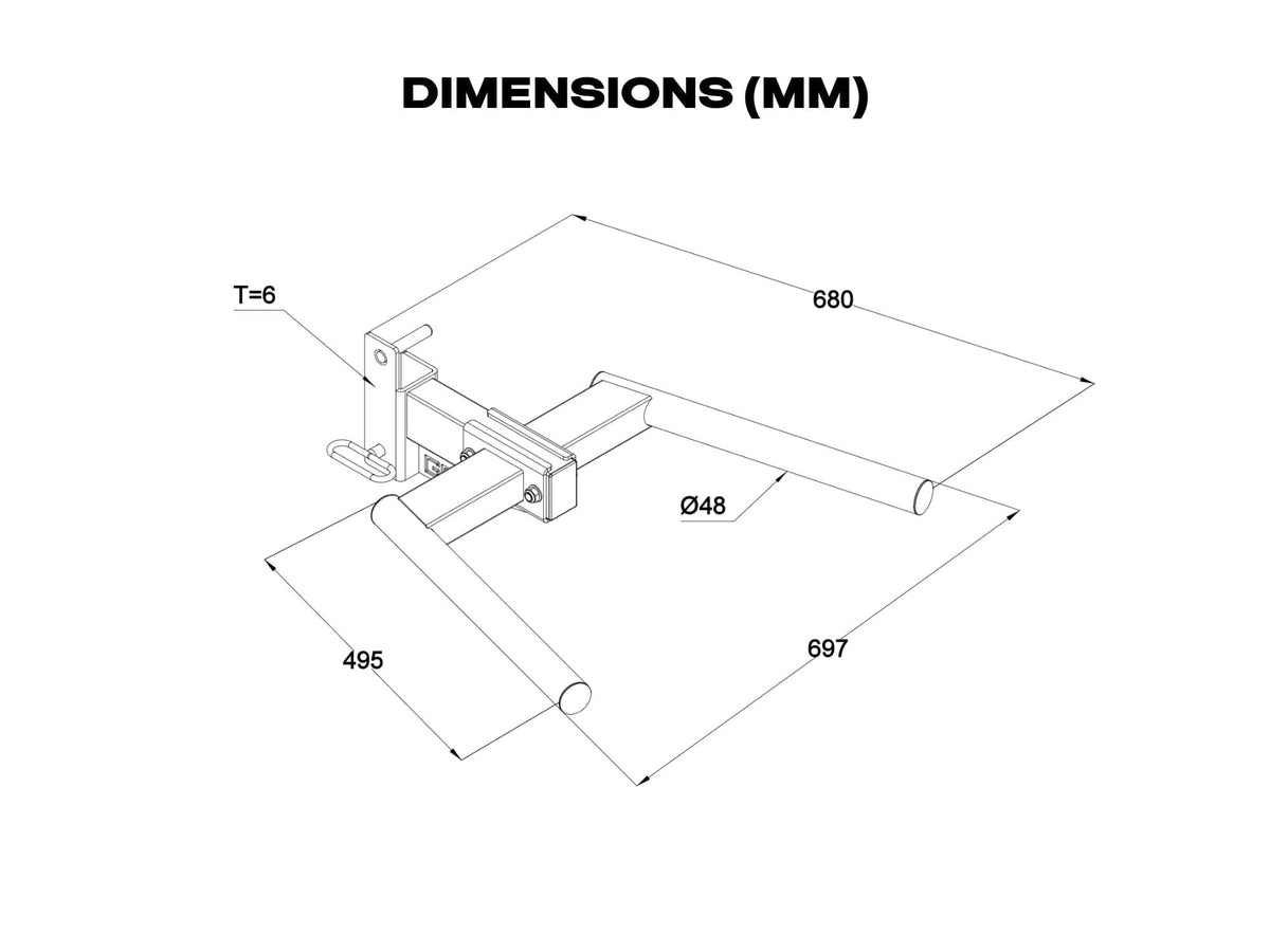 Y-Shape Dip Bars for 60x60mm Uprights 5/8inch Holes