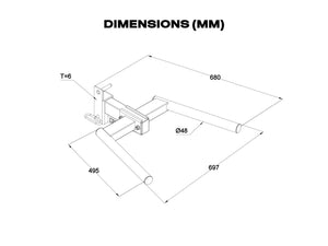 Y-Shape Dip Bars for 60x60mm Uprights 5/8inch Holes
