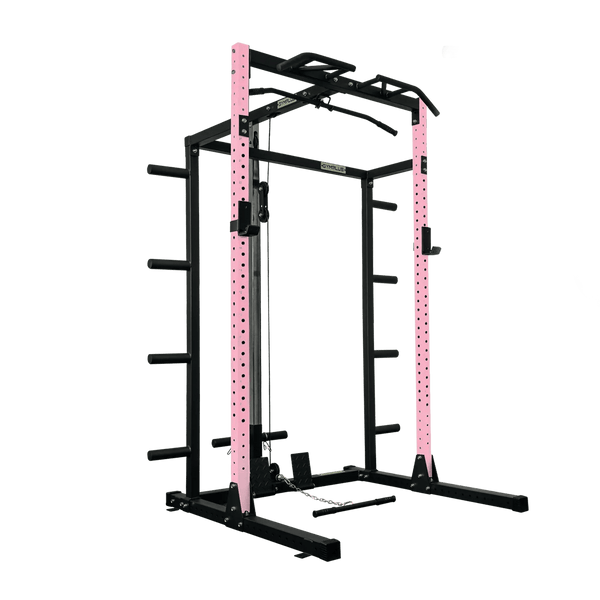 Gym Plus Half Power Rack with Storage and Cable System Option - HR2300 Pink HR2300+STORAGE+LLP-PINK