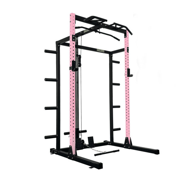 Gym Plus Half Power Rack with Storage and Cable System Option - HR2300 Pink HR2300+STORAGE+LLP-PINK