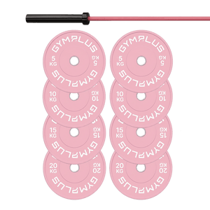Cerakote Pink Olympic Barbell & Bumper Plate Set – 60kg/100kg