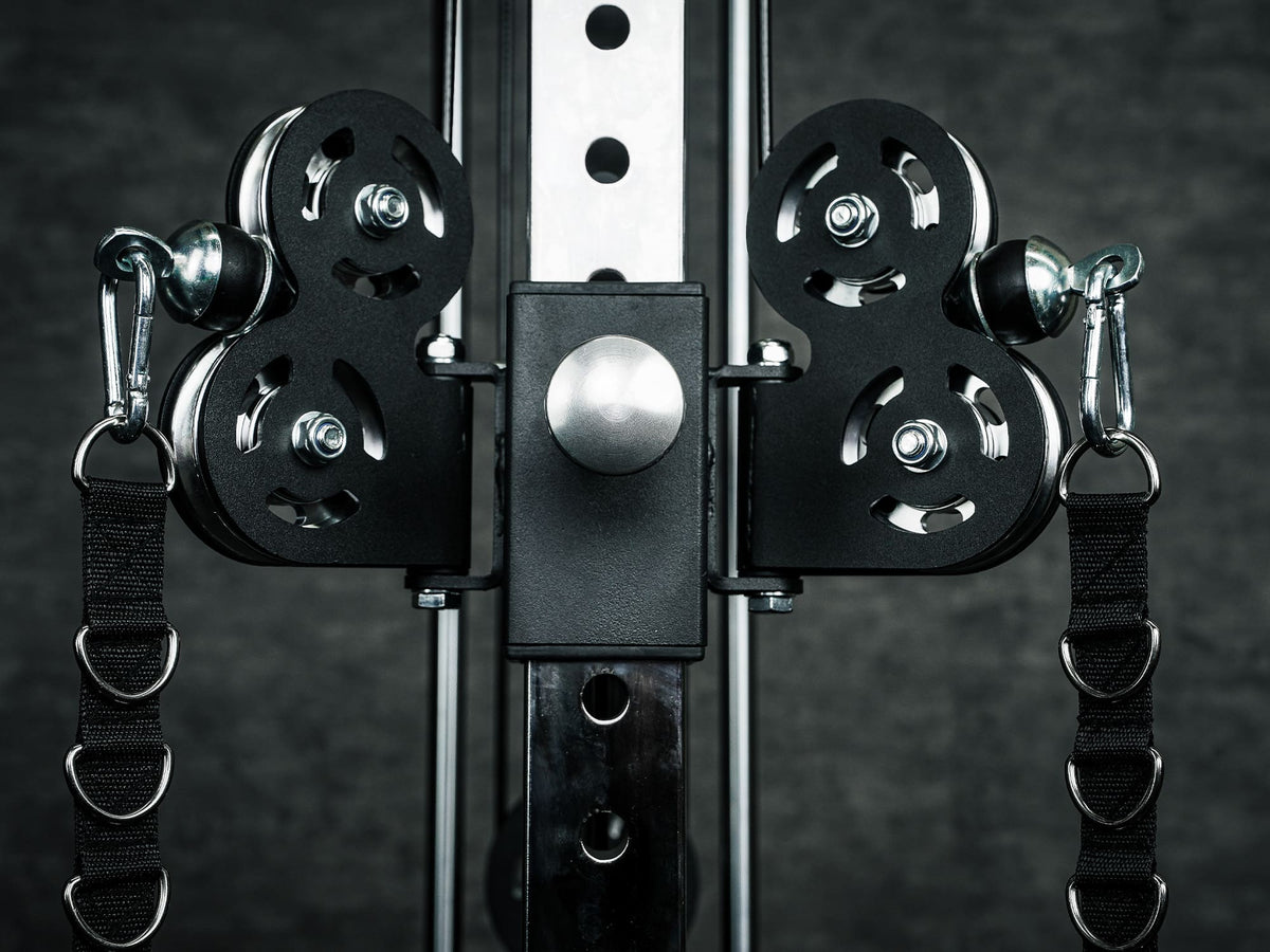 Gym Plus L4 Pro Series Wall Mount Cable Tower With Weight Stack - Aluminium Pulley Wheels WM-LTD-3001