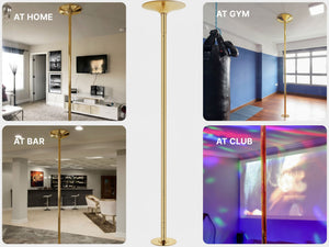 Gym Plus MEMAX Portable Dancing Pole - Static and Spinning - Gold DANCEPOLE-GOLD