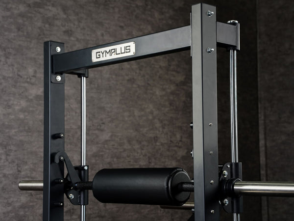 Gym Plus 3D Smith Hip Thrust Machine 3D-HT-01 close up showing Gym Plus logo