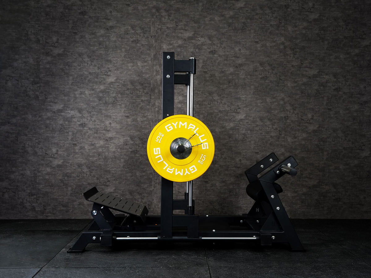 Gym Plus 3D Smith Hip Thrust Machine 3D-HT-01 hip thrust machine with yellow bumper plate