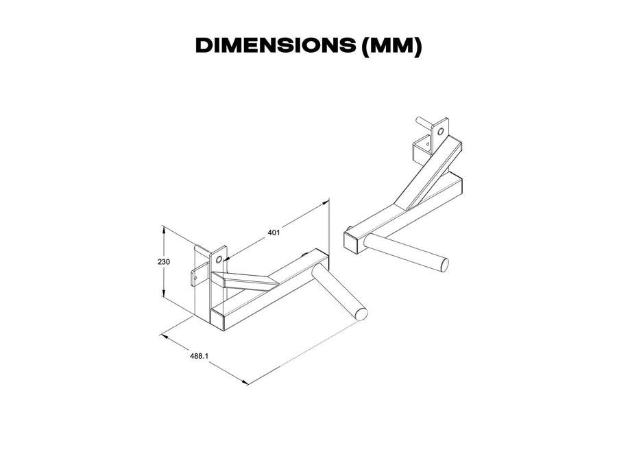 Gym Plus Dip Bars for 60x60mm Uprights 5/8inch Holes 60-17-DIPBAR