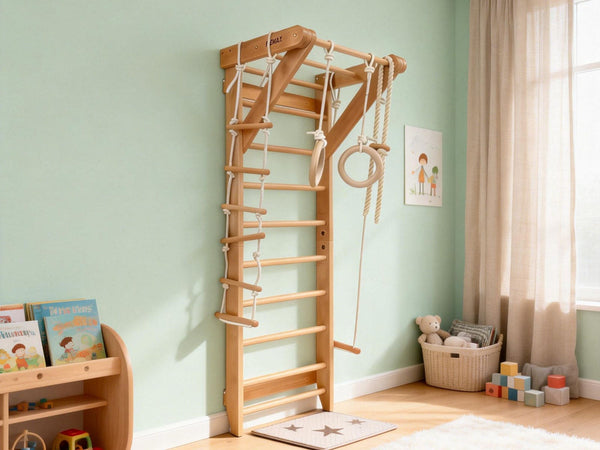 Gym Plus Wooden Swedish Ladder Wall Stall Bar Set STALLBAR-01