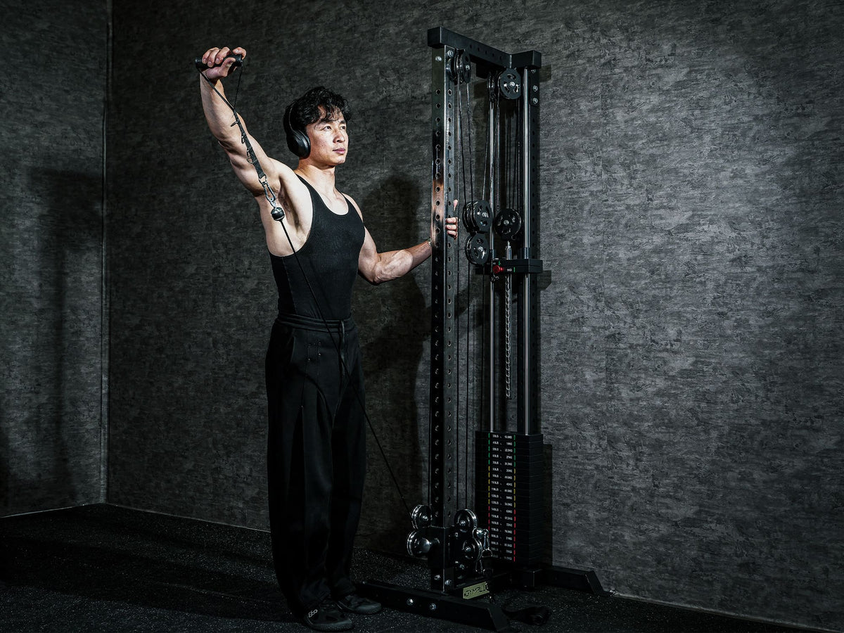 Gym Plus L4 Pro Series Wall Mount Cable Tower With Weight Stack - Aluminium Pulley Wheels WM-LTD-3001