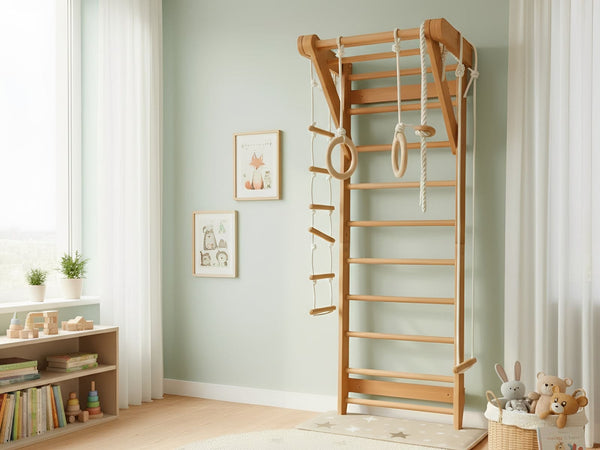 Gym Plus Wooden Swedish Ladder Wall Stall Bar Set STALLBAR-01