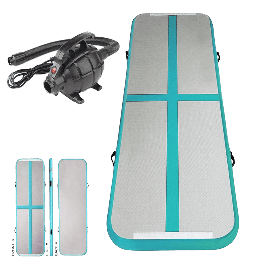3x1M Inflatable Air Track Mat Tumbling Floor Home Gymnastics Mat Green with Electric Pump