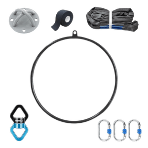 MEMAX Aerial Lyra Hoop Set | Aerial Ring with Full Accessories – Chrome & Black