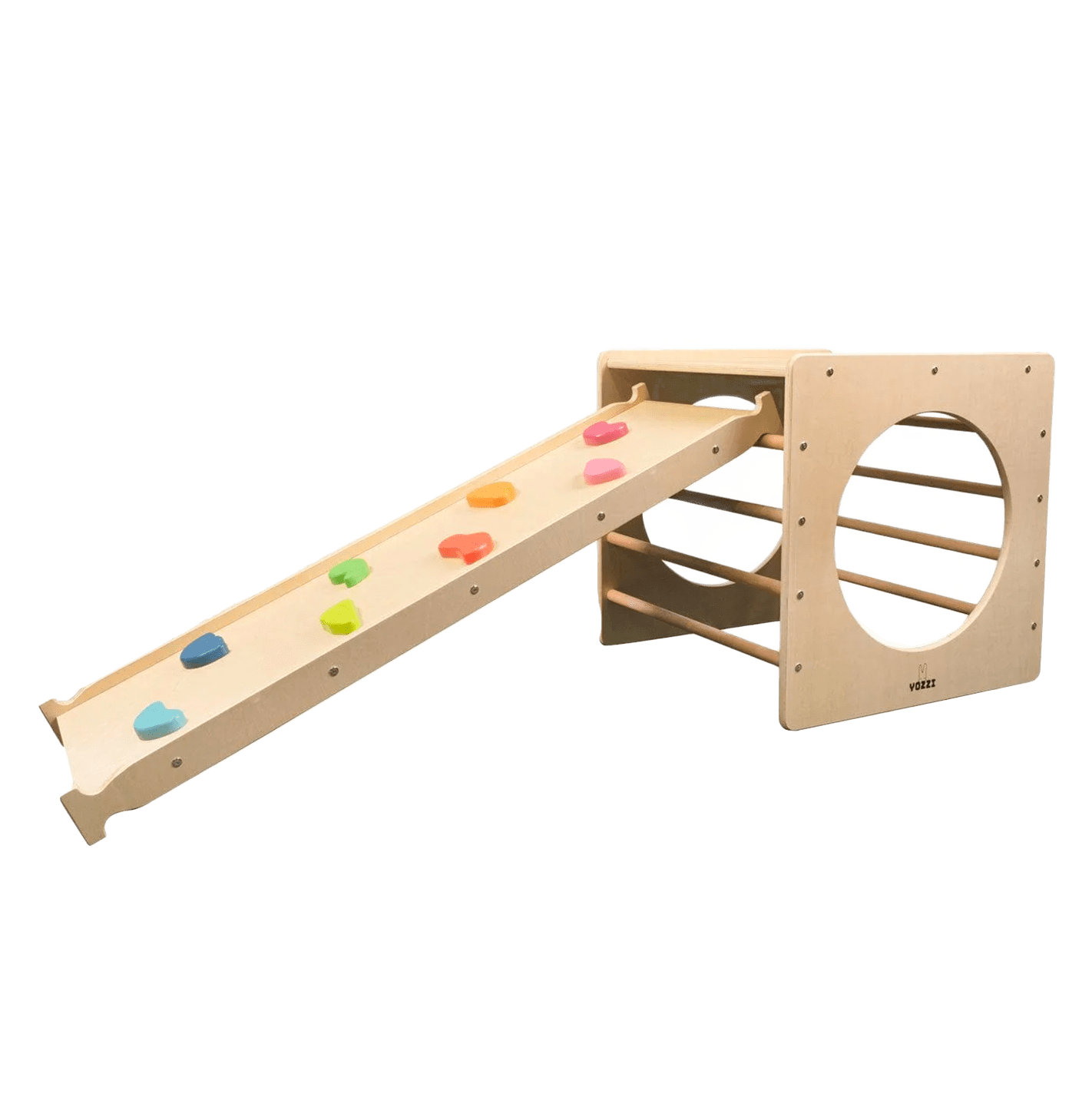 MEMAX Kids Climber Set - Wooden Cube Climber with Ramp/Slide