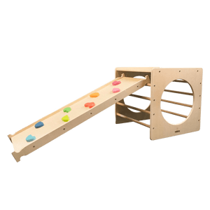MEMAX Kids Climber Set - Wooden Cube Climber with Ramp/Slide