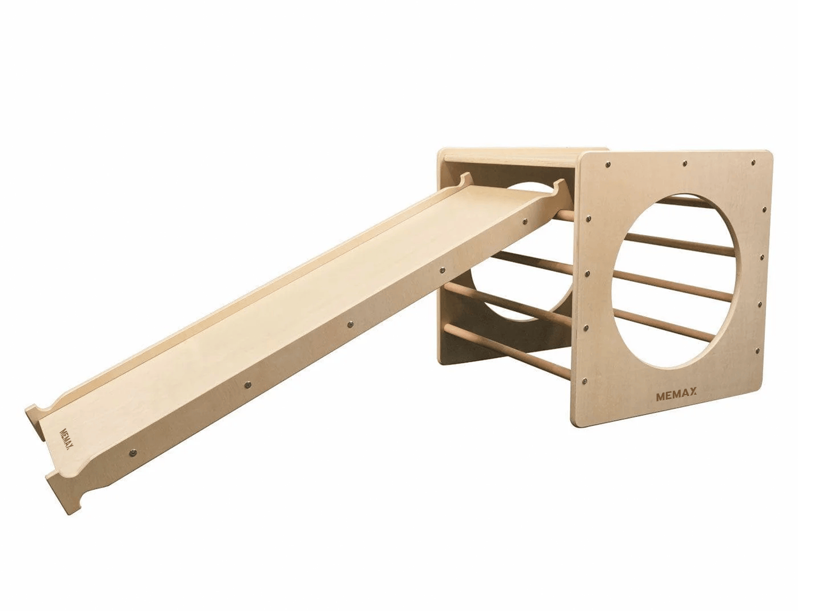 Gym Plus MEMAX Kids Climber Set - Wooden Cube Climber with Ramp/Slide CUBE+RAMP