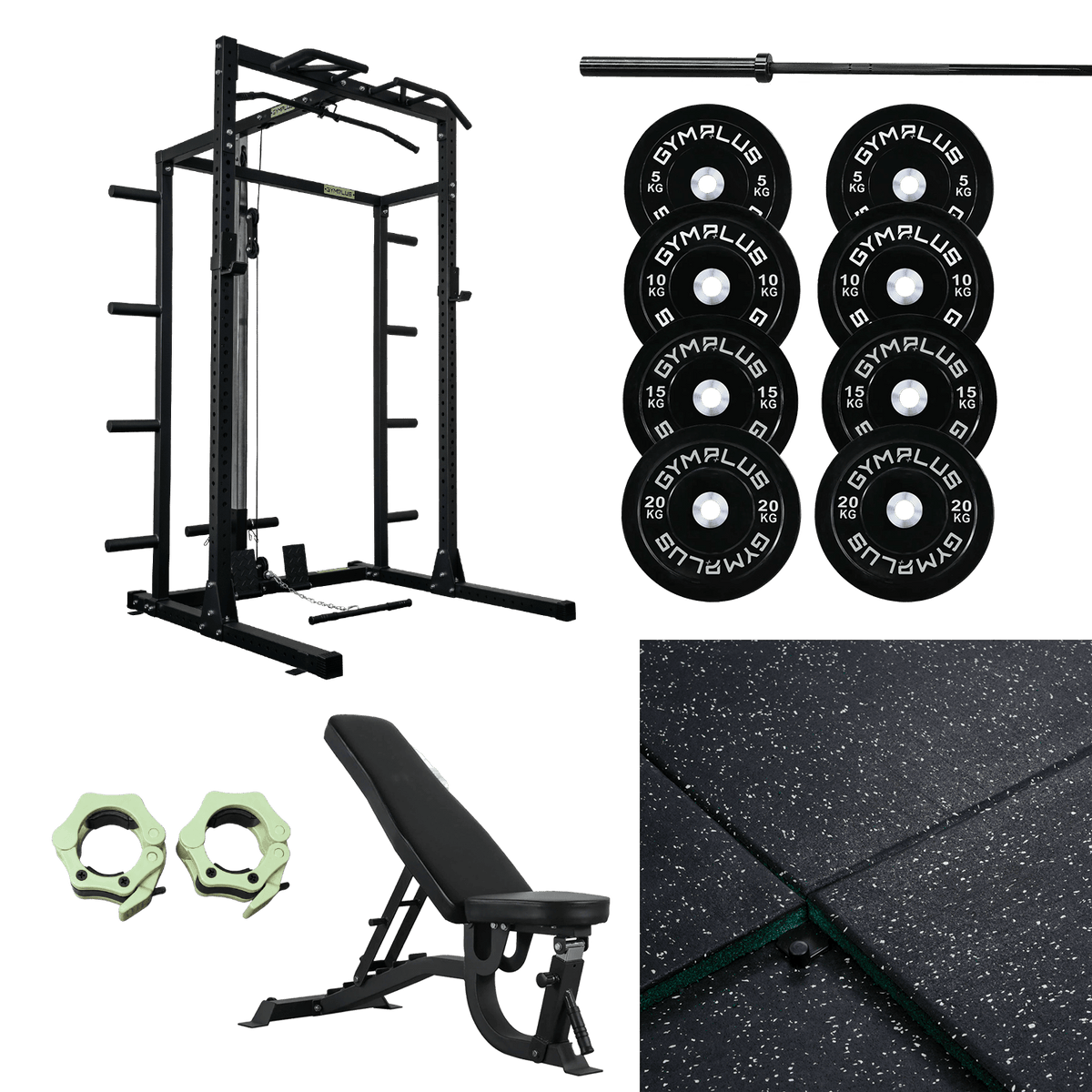 Gym Plus Half Power Rack Garage Gym Package - Complete Setup 2300-FULL-CABLE