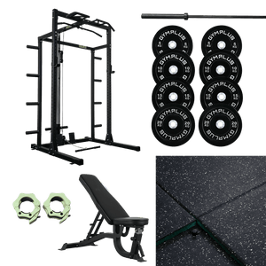 Gym Plus Half Power Rack Garage Gym Package - Complete Setup 2300-FULL-CABLE