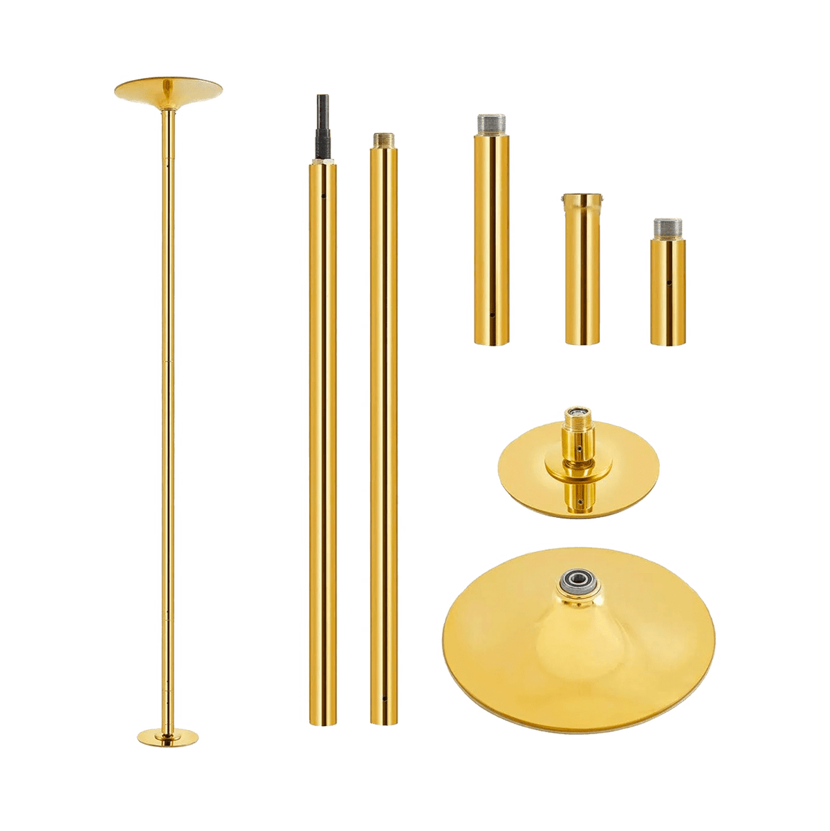 MEMAX Portable Dancing Pole - Static and Spinning - Gold