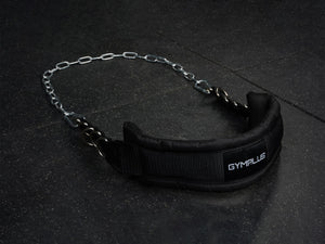 Gym Plus Power Dip Belt POWERBELT dip belt on gym flooring