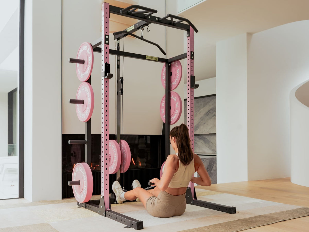 Gym Plus Half Power Rack with Storage and Cable System Option - HR2300 Pink