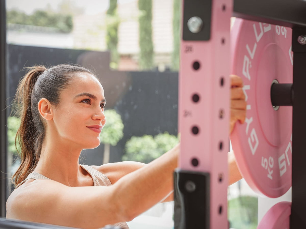 Gym Plus Pink Olympic Rubber Bumper Plates 5/10/15/20kg (Pairs)