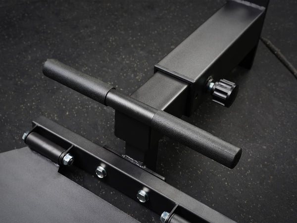 Gym Plus Evolve Footrest Rack Attachment 75-FOOTREST close up of circular support bar