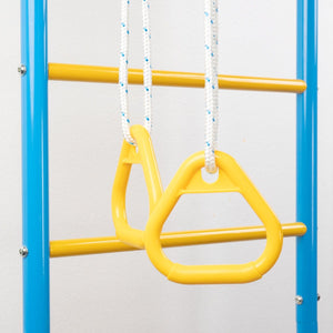 7 In 1 Climbing Wall for Kids, Indoor Kids Gym Set for Exercise, Steel Ladder Wall Set with Wall Ladder, Pull-up Bar, Climbing Rope and Gymnastic Rings, Climber Ladder