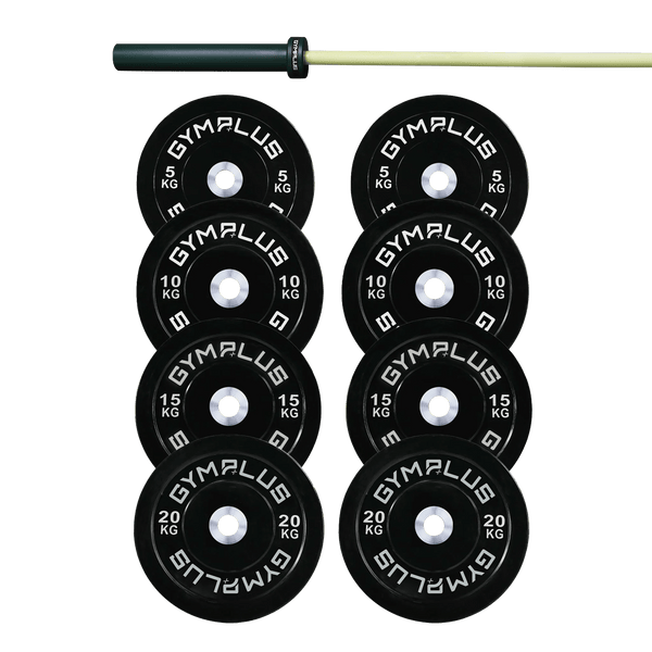 Gym Plus Evolve Olympic Bar 15KG and Bumper Plate Set EV15+B100