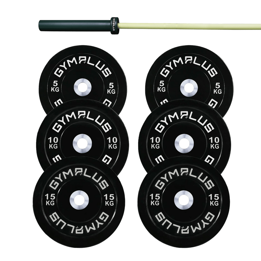 Gym Plus Evolve Olympic Bar 15KG and Bumper Plate Set EV15+B60