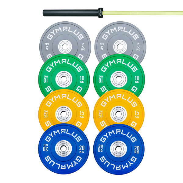 Gym Plus Evolve Olympic Bar 20KG and Bumper Plate Set EV20+C100
