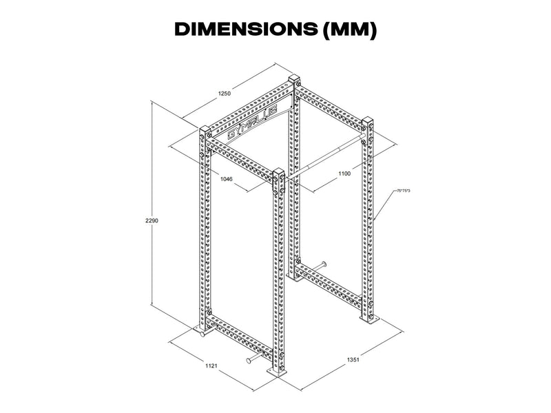 Gym Plus Evolve Power Rack EVOLVE-RACK dimensions