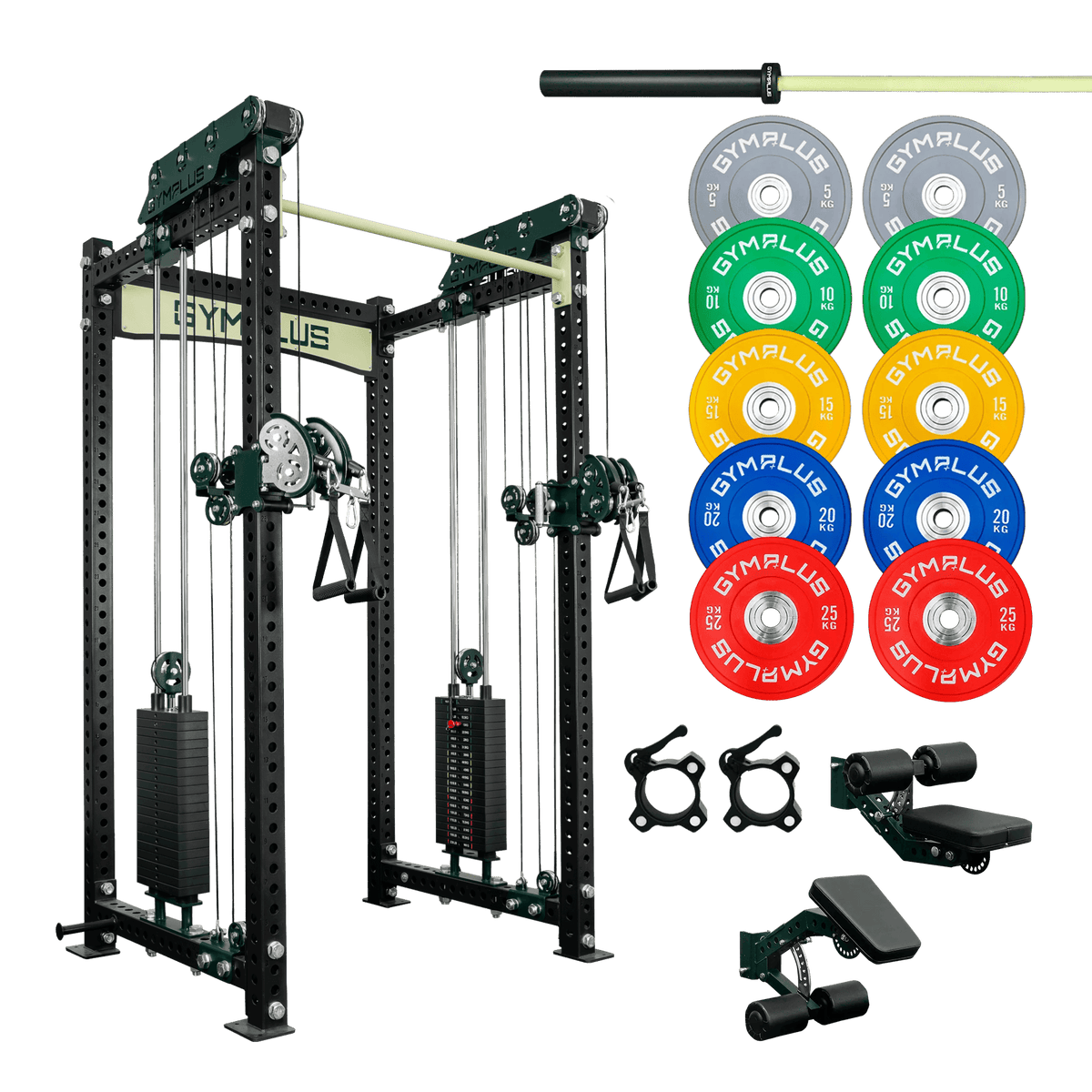 Gym Plus Evolve Dual Cable System Garage Gym Package EV-2CABLE-CL-FULL-BLK