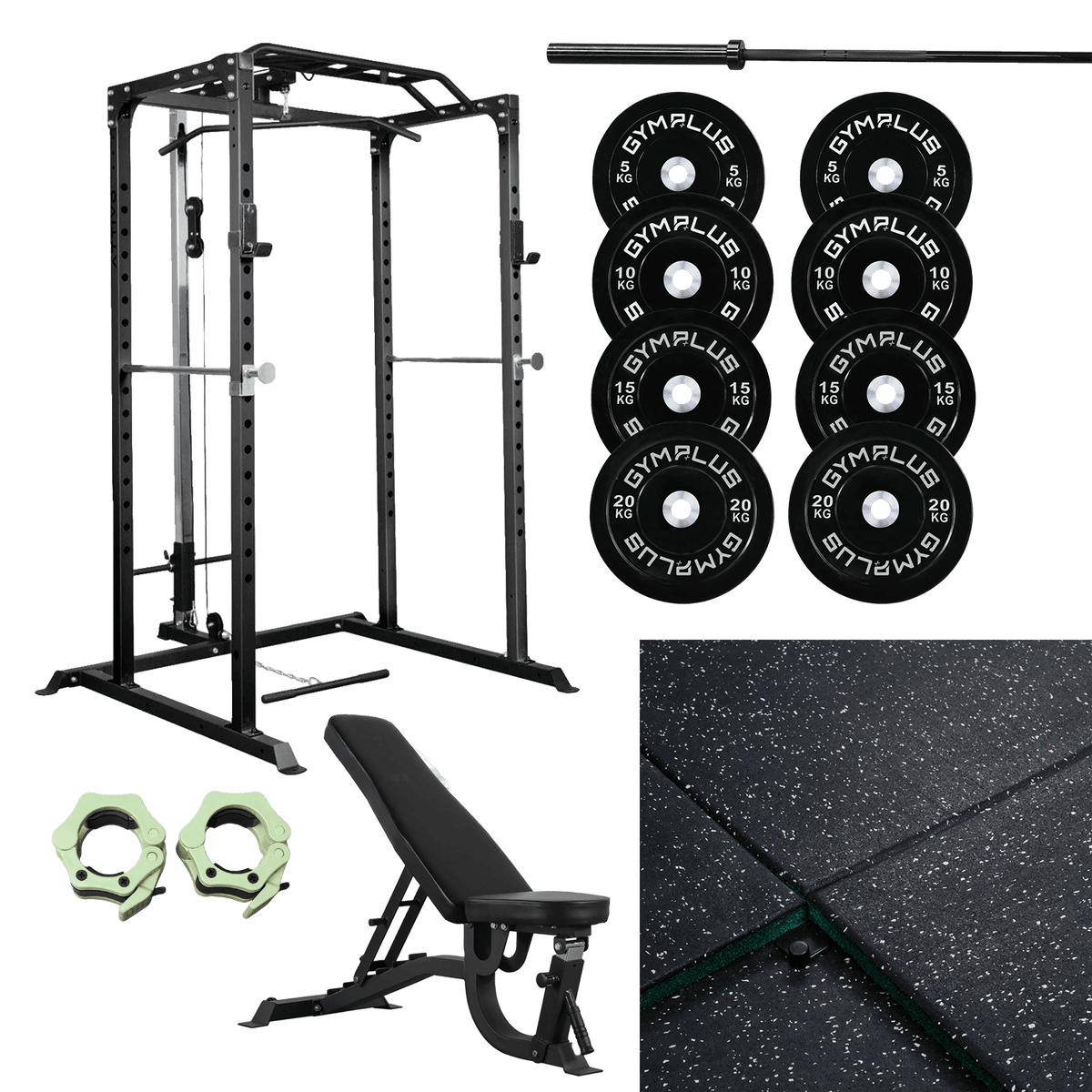 Gym Plus Garage Gym Essentials Package – Complete Setup FULL-BLK