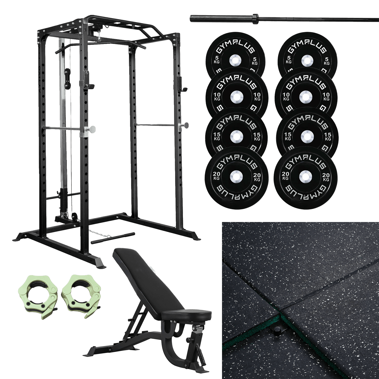 Gym Plus Garage Gym Essentials Package – Complete Setup FULL-BLK