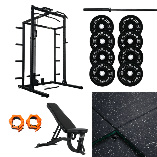 Gym Plus Half Power Rack Garage Gym Package - Complete Setup 2300-FULL-CABLE